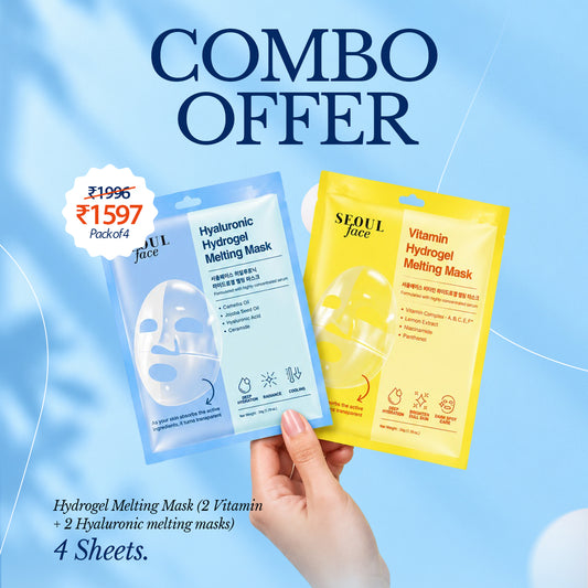 Hydrogel Melting Mask (2 Vitamin + 2 Hyaluronic melting masks) - Pack of 4