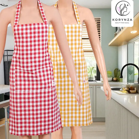 Apron Checked  Red & Yellow