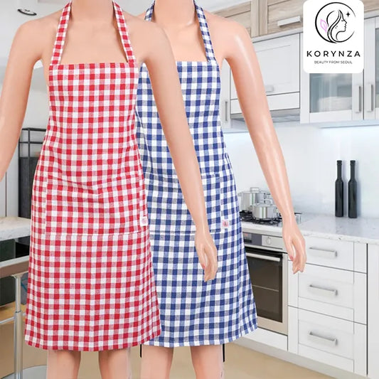 Apron Checked Red & Blue