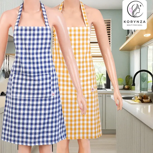 Apron Checked Yellow & Blue