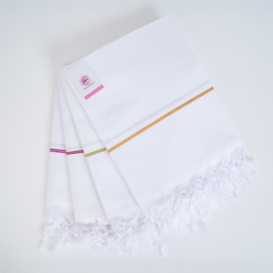 Korynza White Towel (Pack of 4) - Pink, Red, Yellow, Orange