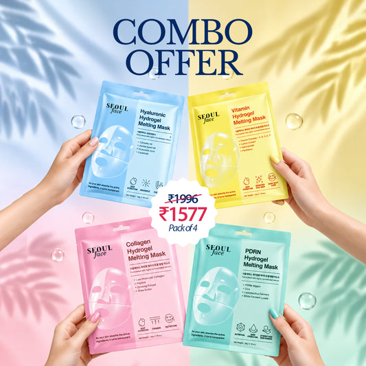 Hydrogel Melting Mask (1 PDRN + 1 Collagen + 1 Vitamin + 1 Hyaluronic ) - Pack of 4