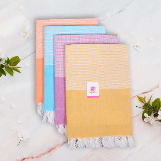 Korynza Ply Cotton 300 GSM Beach, Bath Towel  (Pack of 4) - Pink, Yellow, Blue, Orange.